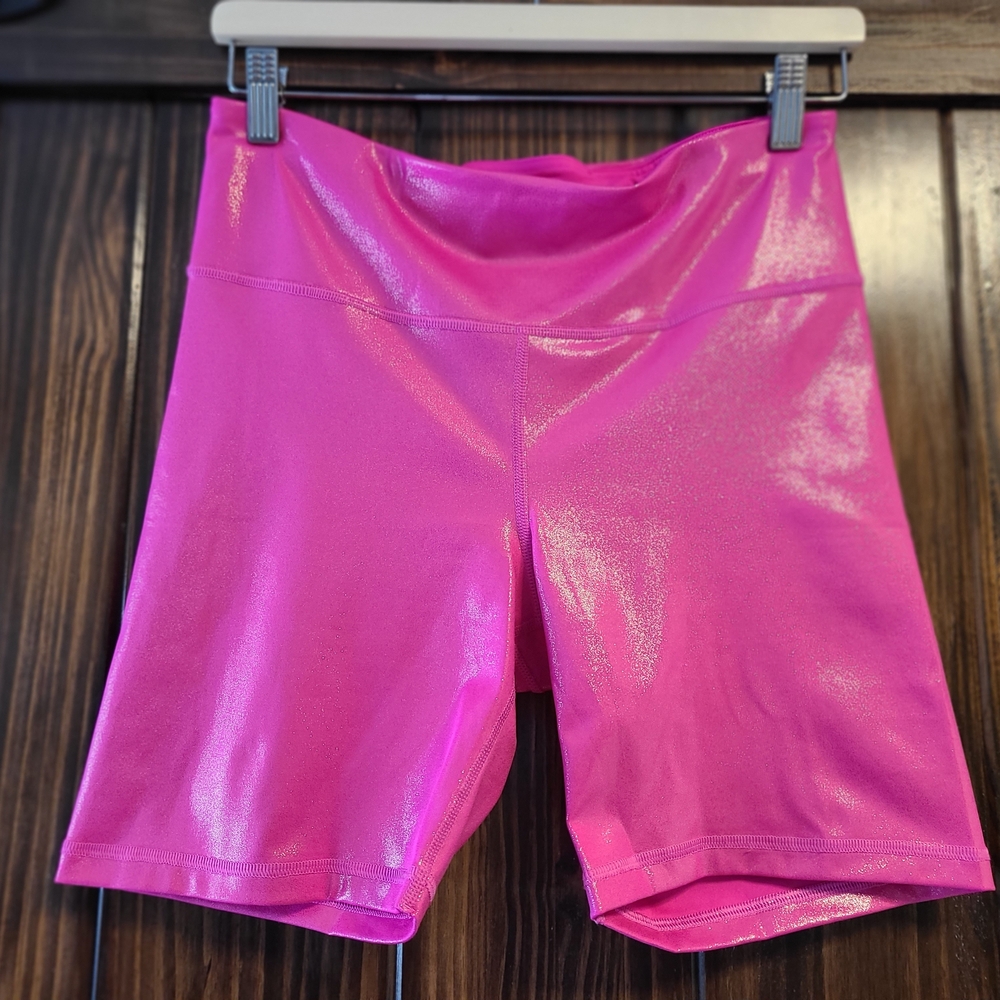 Shiny Hot Pink Women's Biker Shorts